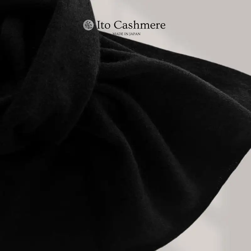 100％ピュアカシミヤ マフラー フリンジ無し ブラック