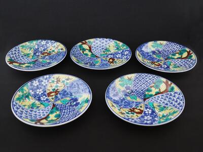 九谷焼　5.5号皿揃　吉田屋松竹梅 （5枚セット）a01 食器 キッチン雑貨 キッチンアイテム 雑貨 小物 お皿 丸皿 食卓 テーブルコーディネート 
