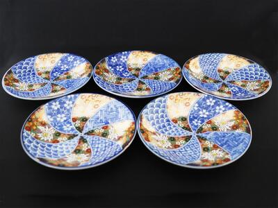 九谷焼　5.5号皿揃　金花詰 （5枚セット）a01 食器 キッチン雑貨 キッチンアイテム 雑貨 小物 お皿 丸皿 食卓 テーブルコーディネート 