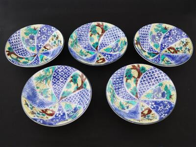 九谷焼　4.8号小鉢揃　吉田屋松竹梅 （5枚セット）a01 食器 キッチン雑貨 キッチンアイテム 雑貨 小物 お皿 小皿 食卓 テーブルコーディネート 