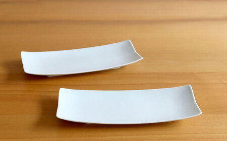【白山陶器】【長方皿】長焼皿 白磁 2枚セット[TA147]