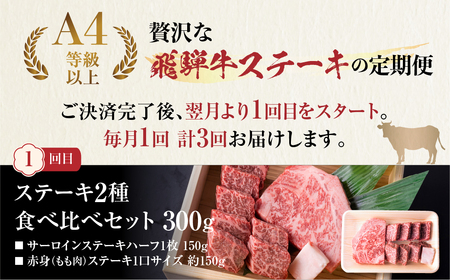 《定期便3回》飛騨牛 ステーキ定期便 プレミアム [S485]