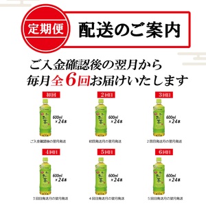 ［定期便６回］お～いお茶緑茶PEＴ６００ml [sf066-018]