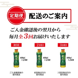 定期便 3回 伊藤園 お～いお茶 濃い茶 600ml×24本 全3回 PET おーいお茶 ペットボトル ケース セット 備蓄 防災 飲料 富士市 [sf066-019]