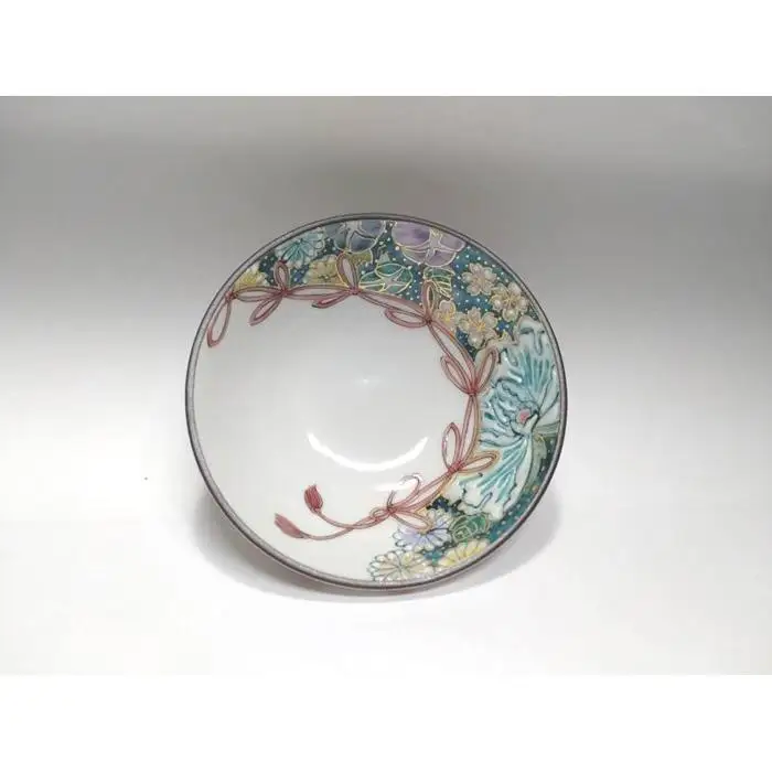 平盃 結び花詰 青 九谷焼