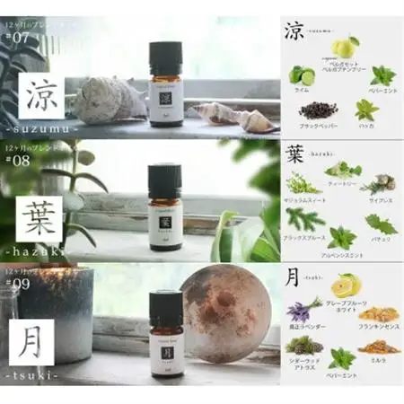 ease12ヶ月のブレンドオイル(5ml×3本)涼・葉・月+アロマストーンMONOセット【配送不可地域：沖縄県】【1423404】
