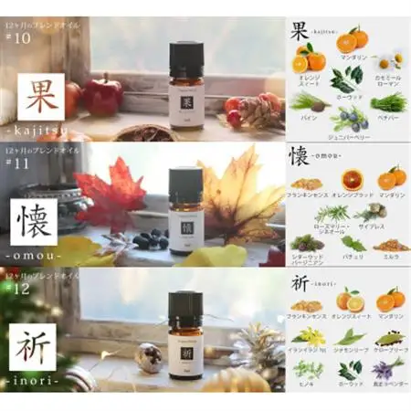 ease12ヶ月のブレンドオイル(5ml×3本)果・懐・祈+アロマストーンMONOセット【配送不可地域：沖縄県】【1423644】