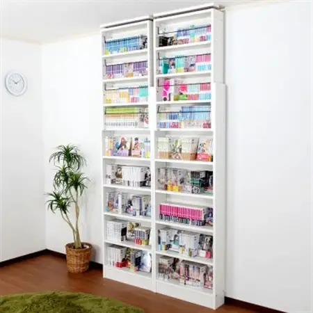 本好きさん専用 奥行17cm薄型本棚 天井つっぱり書棚 愛書家 (ホワイト)　CH-K6017W_薄型本棚 天井つっぱり ホワイト_【1435833】