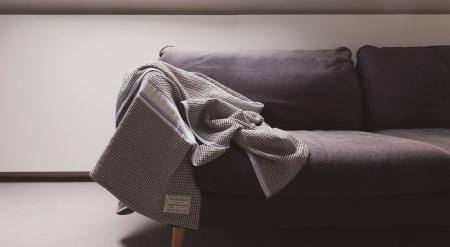 ラムワッフルブランケット（グレー）テンジンファクトリー製 寝具 リネン ブランケット ワッフル 毛糸 