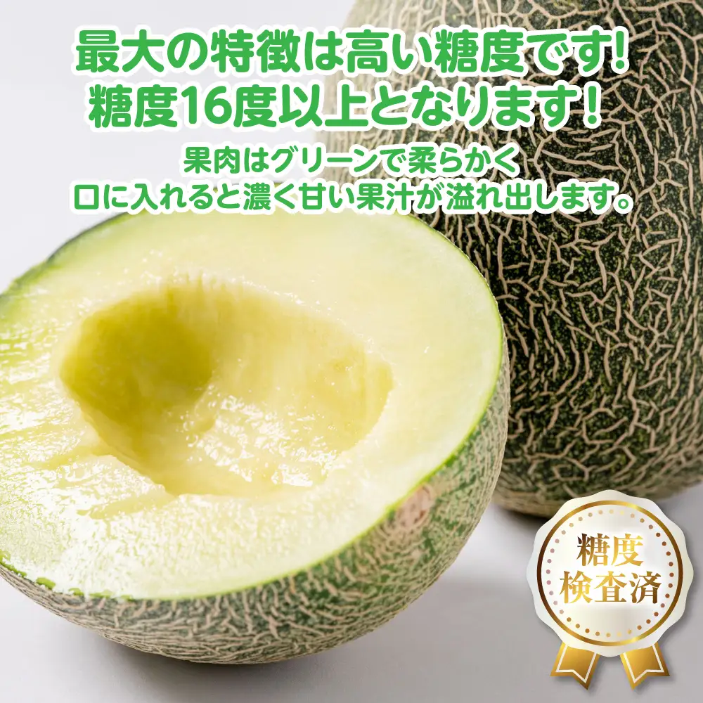 高糖度 2026年 八代産 肥後グリーンメロン 3Lサイズ以上 2玉 化粧箱入 お中元 夏 ギフト メロン めろん フルーツ 期間限定