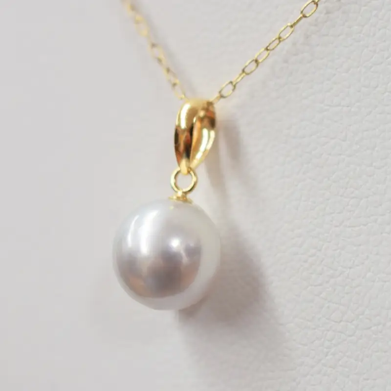 S085-368_8.5mm - 9mm ネックレス あこや 真珠 ナチュラル 1粒 ネックレス ペンダント K18 珍珠【K18YG】
