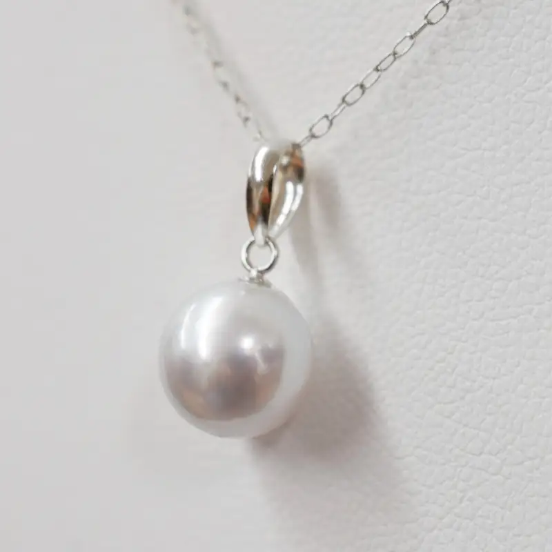 S085-369_8.5mm - 9mm ネックレス あこや 真珠 ナチュラル 1粒 ネックレス ペンダント K18 珍珠【K18WG】