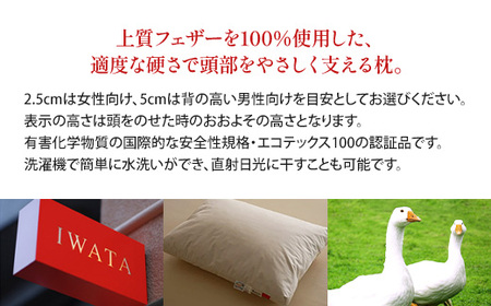 IWATA　フェザーピロ―　（高さ3㎝）　枕　グースフェザー　AA096