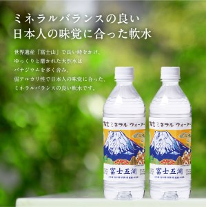 富士ミネラルウォーター 富士五湖ラベル 500ml×24本 防災 備蓄 ストック 防災グッズ 保存 非常用 
