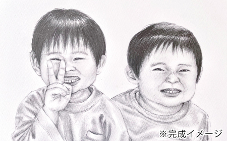 26-290-2．オーダーメイド手描き似顔絵・額縁付き（モノクロ・2名分）