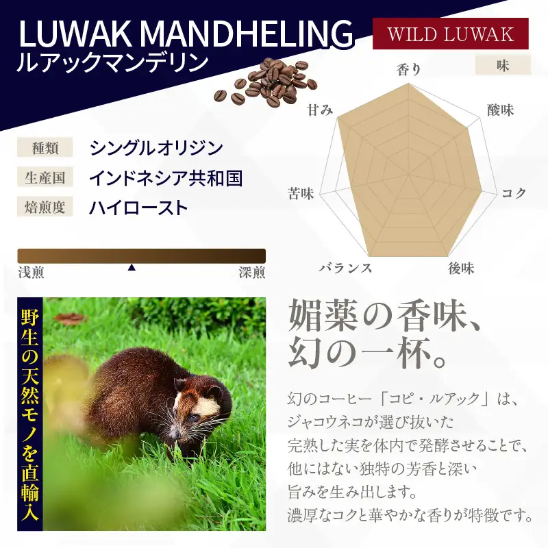 [№40-3240]幻のコーヒー　コピ・ルアック 100g【豆のまま】