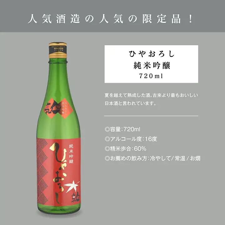 《数量限定 2026年9月出荷開始》ひやおろし純米吟醸 720ml 2本セット【人気酒造株式会社】