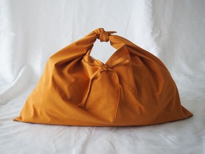 あづま袋 （エコバッグ） カラー キツネ Lサイズ 1セット ／ マイバッグ エコバッグ サブバック 洗濯可能 Maco 風呂敷 風呂敷バック 綿ポリ 奈良県 田原本町