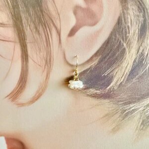 淡水パール (真珠) フックピアス (Silver925 18KGP仕上げ) ／ ピアス ジュエリー おしゃれ Maco アクセサリー シルバー ヘアライン加工 プレゼント 奈良県 田原本町