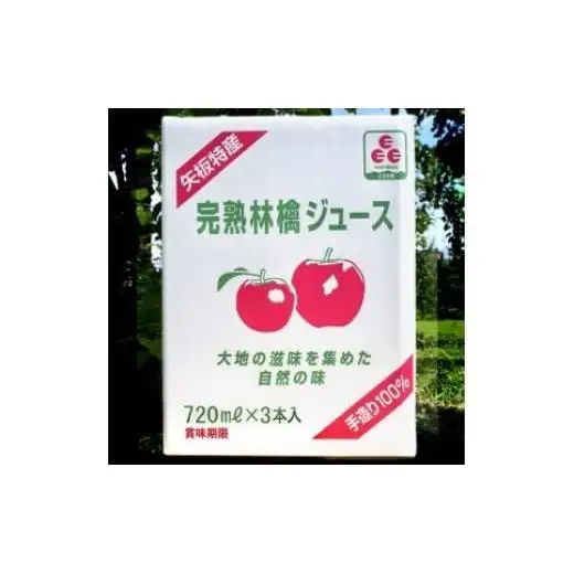 矢板市産 完熟りんごジュース《720ml×3本 1箱》｜林檎 リンゴ 果汁100% 産地直送  