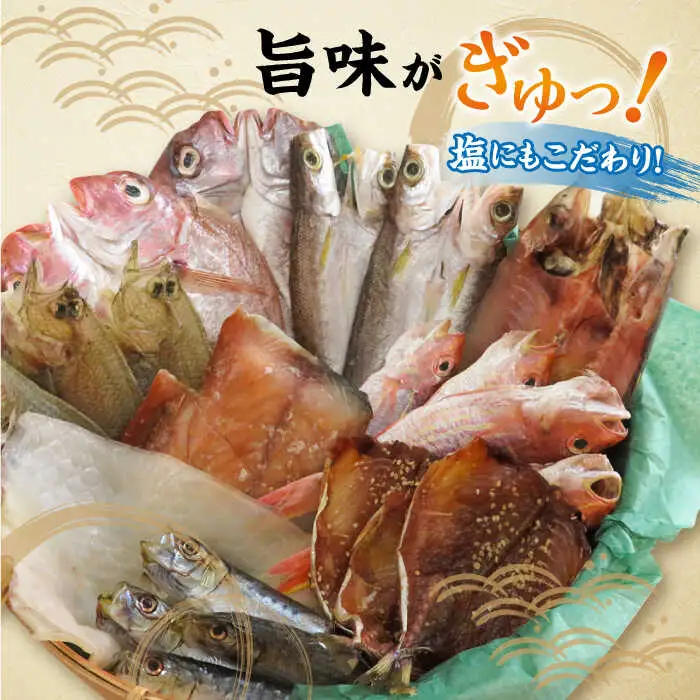 【全12回定期便】塩 にも こだわり 玄海 の 海 旬 の 干物 大満足 セット ( 5?6人 向け ) 糸島市 / 福ふくの里 [ALD010]