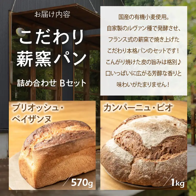 国産有機小麦使用 こだわり薪窯パン詰め合わせ Bセット_kn106-002