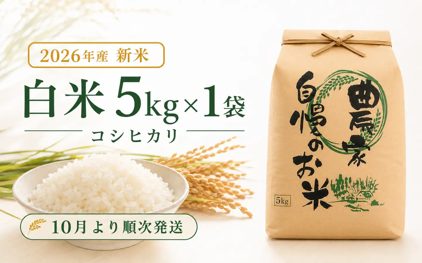 限定100件 【新米・先行予約】こしひかり 5kg 信濃町産 令和8年 精米 1等米比率9割超の信州米 2026年10月上旬発送予定 黒姫山麓 長野県信濃町