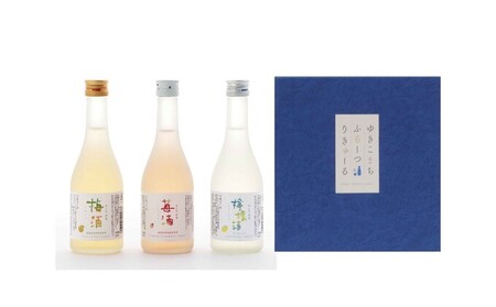 雪小町 檸檬酒・苺酒・梅酒 300ml×3本セット お酒 フルーツリキュール 日本酒 化粧箱入 飲み比べ 