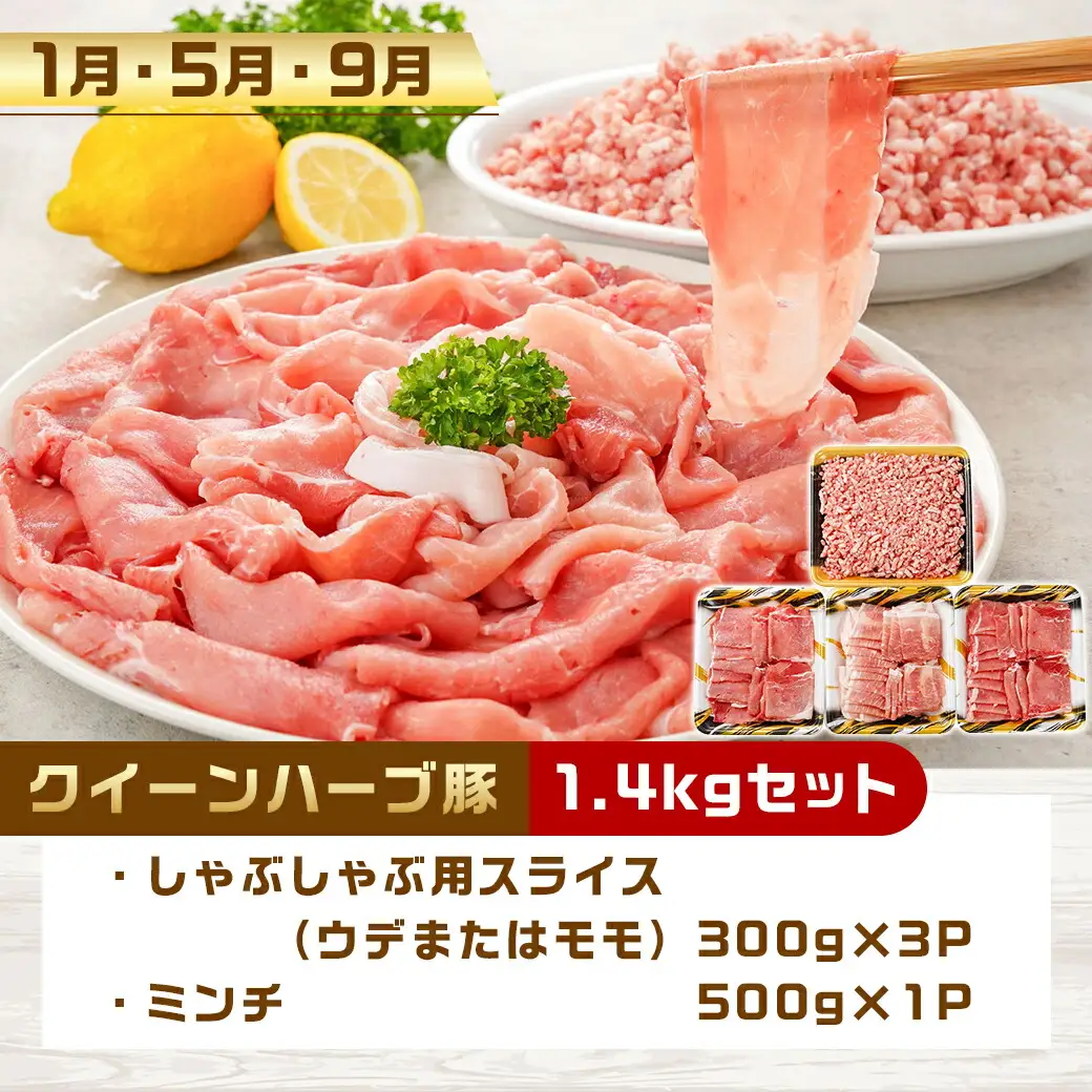 「クイーンハーブ豚」のいろいろ定期便(5ヶ月)〔TAA5-2901〕_(都城市) ブランドポーク しゃぶしゃぶスライス ミンチ バラ焼肉 肩ロース焼肉 とんかつ 生姜焼き 肉巻き ミルフィーユカツ 定期便