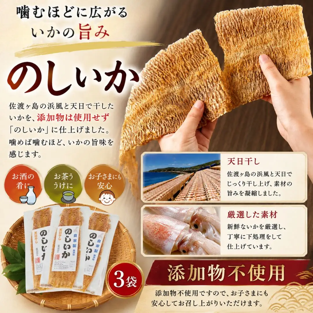 天日干し 自家製 のしいか 3袋