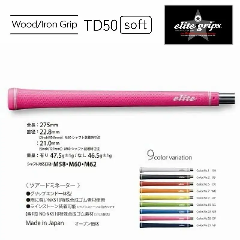 TD50ｿﾌﾄﾊﾞｯｸﾗｲﾝ有マリンブルー ゴルフグリップ 5本セット
