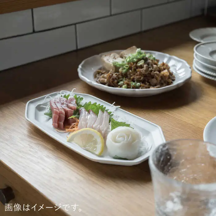 【波佐見焼】八角長皿 ミルク色 2枚セット 食器 皿【イロドリ】[KE43] 波佐見焼
