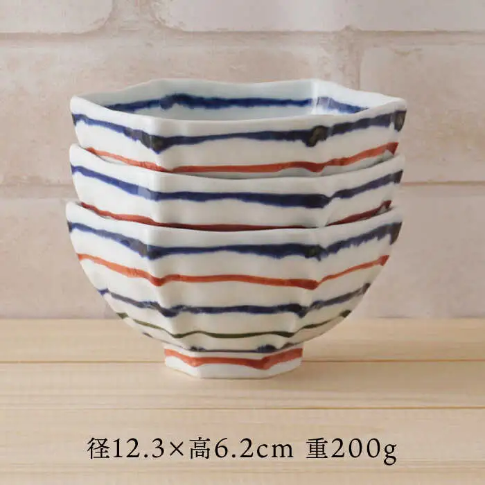 【波佐見焼】三色コマ筋 六角小鉢（六角茶付）3個セット 食器 皿【陶もと】[PE36] 波佐見焼