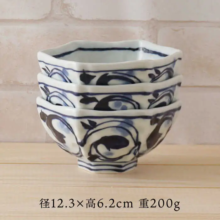 【波佐見焼】唐草 六角小鉢（六角茶付）3個セット 食器 皿【陶もと】[PE37] 波佐見焼