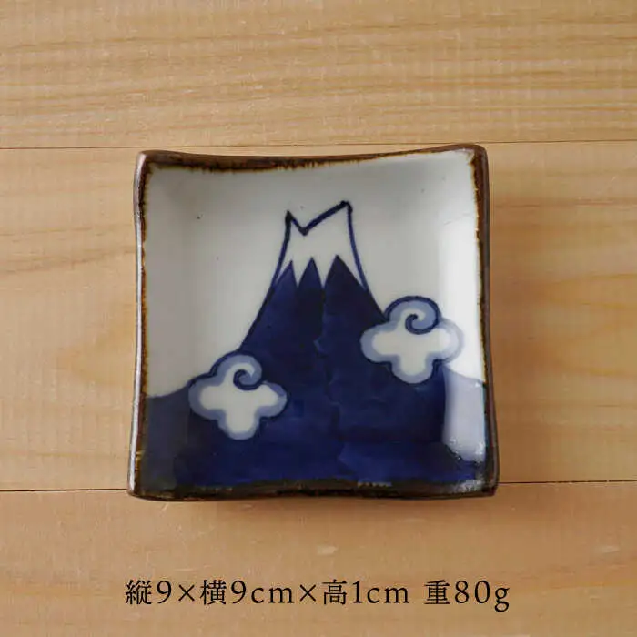 【波佐見焼】富岳 角小皿（青・赤）各2枚 4点セット 食器【陶もと】[PE42] 波佐見焼