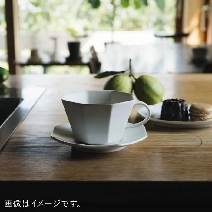 【波佐見焼】八角カップ＆ソーサー 白マット釉 2セット 食器 皿【イロドリ】[KE46] 波佐見焼