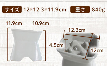 【美濃焼】 陶器製ペット用フードボウル 早食い防止 高台傾斜カラーフードボウル グレー pet166 瑞浪市 / ながしまプランニングオフィス エサ入れ 餌皿 犬 猫 [AZBM048]