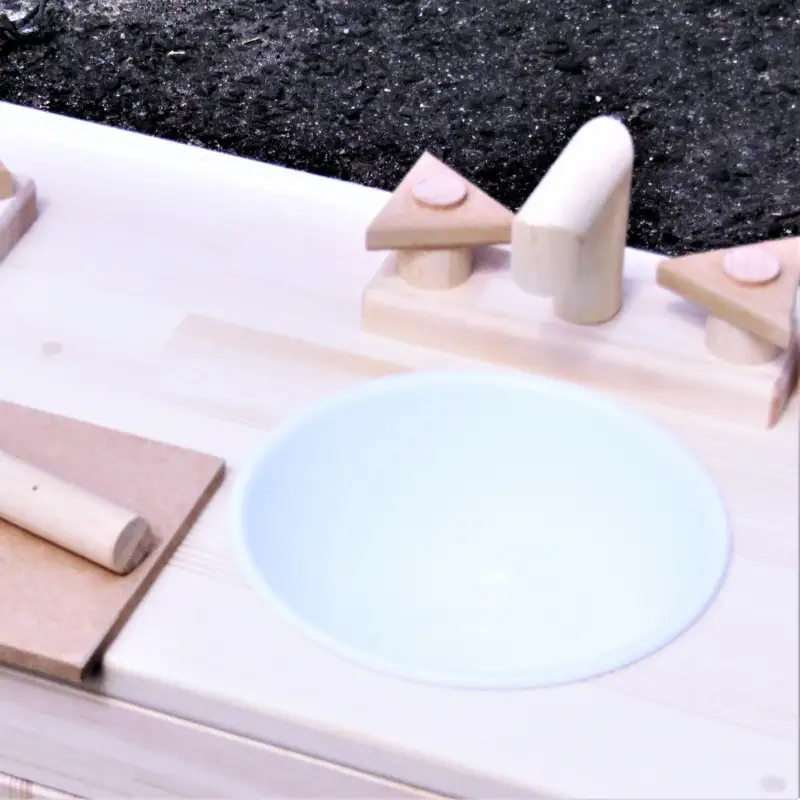 手作り木製「棚付」ままごとキッチンＤＨＫ－Ｒ 素材色バージョン