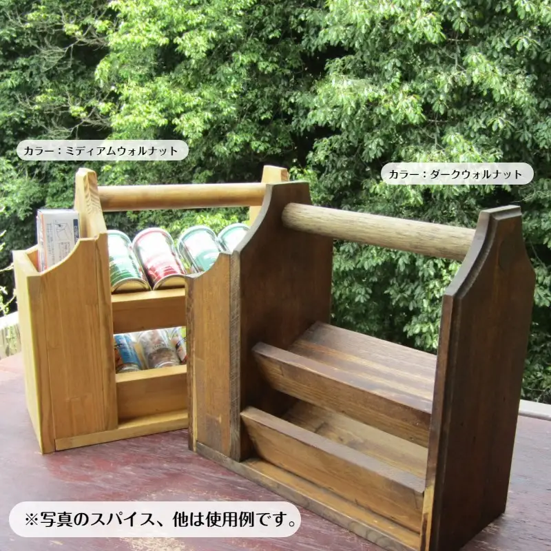 手作り木製 キッチンやアウトドアに便利！スパイスラック