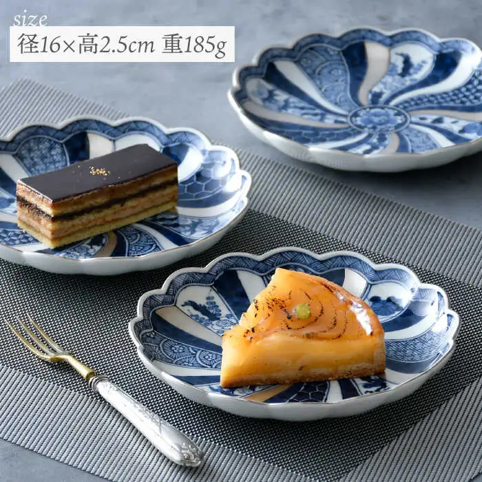 波佐見焼】銀彩祥瑞 プレート16cm 3枚セット 食器 ケーキ皿【石丸陶芸