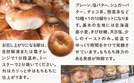 AS0101 もちもち食感！ベーグルおまかせ10個セット プレーン 塩バター シュガーバター チョコ系 惣菜系 10個