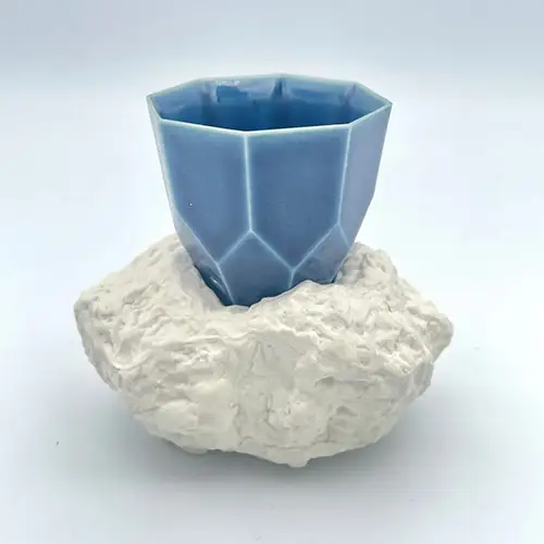 glaze gem 磁器製 酒器 酒盃台 青 No.210