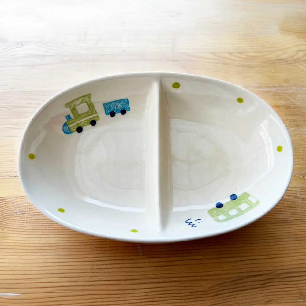【瀬戸焼】子供用食器5点セット(汽車・バス)【窯元SOUSEN】[BBCQ006]子ども食器 離乳