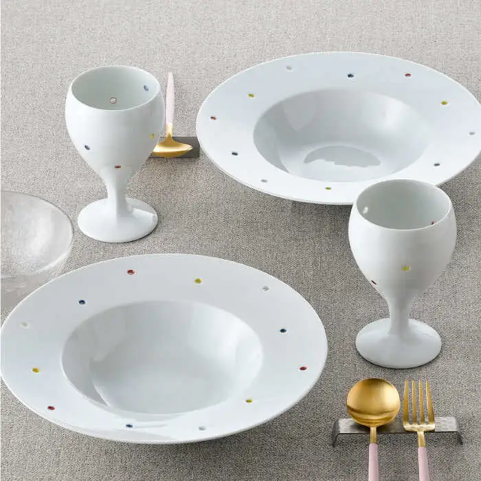 【波佐見焼】水晶カラフルドット アラカルトボウル＆ショートワイン ペアセット 食器【丹心窯】[AB44] 波佐見焼