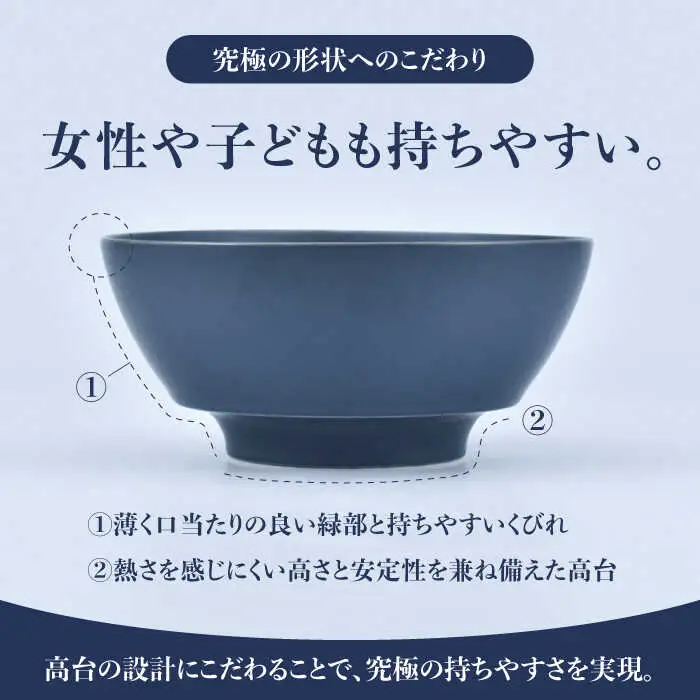 有田焼】究極のラーメン鉢 レンゲペアセット（グレイ・ネイビー