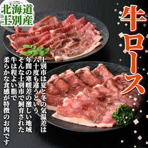 牛ロースしゃぶしゃぶ用・すき焼き用セット 計600g 北海道 士別市産 【まちづくり士別】 C7013