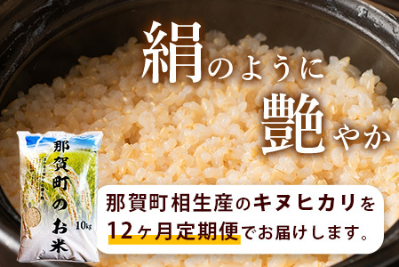【お米の定期便12回】那賀町のお米 キヌヒカリ (玄米) 10kg×12回 計120kg【徳島県 那賀町 相生 国産 玄米 キヌヒカリ 10kg 10キロ 120kg 120キロ 産地直送】YS-32