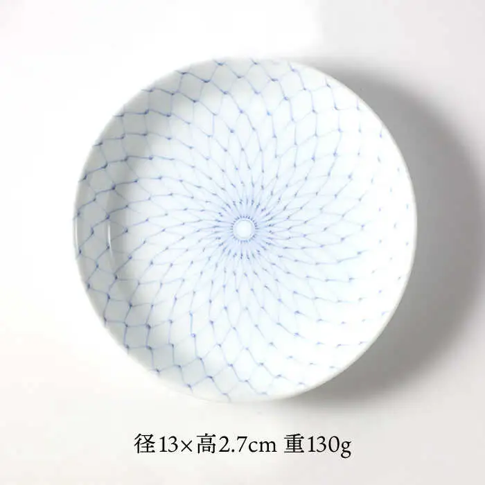 【波佐見焼】網絵（あみえ）13cmプレート 和皿 網模様  5枚セット 食器 皿【福田陶器店】[PA323] 波佐見焼