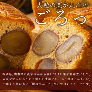 ”季節・数量限定”【銀のすぷーん】和栗の贅沢 パウンドケーキ （内容量約450g サイズ：約150×65×55mm）_季節 数量限定 銀のすぷーん 和栗 パウンドケーキ 約150×65×55mm 栗 甘露煮 大粒 丸ごと 生地より栗が多い 程よい甘さ ケーキ お菓子 スイーツ 焼き菓子 デザート 老舗 洋菓子店 福岡 久留米市 お取り寄せ 送料無料 〔Dw047〕