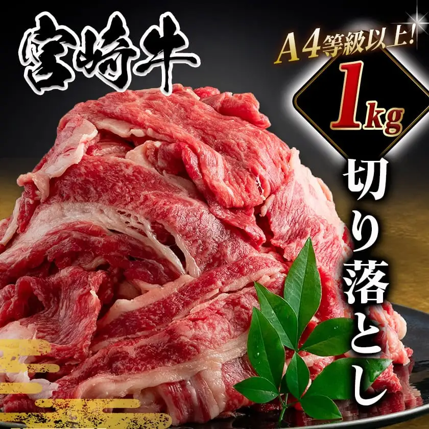 宮崎牛切り落とし1kg〔MJ-7702〕_(都城市) 牛肉 宮崎牛切り落とし肉(200g×5パック) 冷凍・小分けパック 切落とし肉 A4ランク